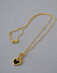 Black and White Heart Pendant Necklace in Gold