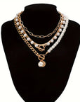 Vintage Pearl & Gold Snake Chain Necklace Set | Gold