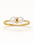 Double Pearl Fine Gold Ring