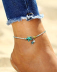 Star and Shell Anklet Bracelet with Natural Stones
