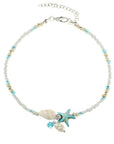 Star and Shell Anklet Bracelet with Natural Stones