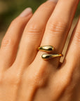 Adjustable Double Drop Gold Ring