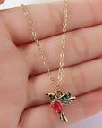 Enamel and Zirconia Hummingbird Necklace