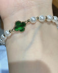Emerald Cloverleaf Pearl Bracelet