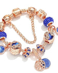 Bracelet in Pink Silver and Blue Crystal