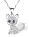 Silver Baby Kittens and Coloured Zirconia Necklace