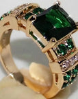 Green Crystalline Golden Ring
