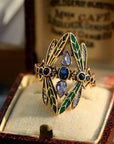 Vintage Mandala Flower Crystal Ring