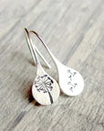 925 Sterling Silver Dandelion Leaf Earrings