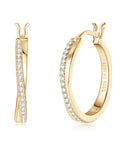 Zirconia Braided Hoop Gold Earrings