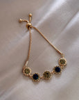 Green Crystals Bracelet in Gold