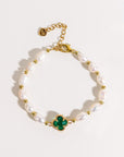 Emerald Cloverleaf Pearl Bracelet