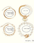 Chic Gold 4-Piece Bracelet Set – Snake, Pearls & Links | Gold