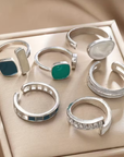 Geometric Colorblock Ring Set