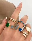 Geometric Colorblock Ring Set