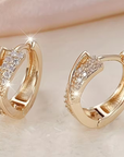 Gold Cross Zirconia Hoop Earrings