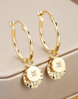 Dangle Gold Charm Crystal Earrings