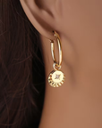 Dangle Gold Charm Crystal Earrings