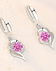 925 Sterling Silver and Zirconia Inlaid Floral Earrings