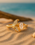 Adjustable Crystal Tail Gold Ring