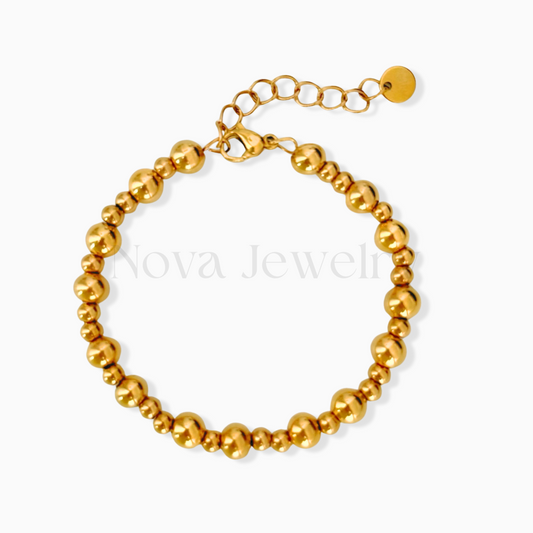 Round Ball 18K Gold Plated Stainless Steel Bracelet