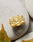 Wide Byzantine Weave Gold Ring