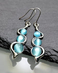 Blue Crystal Dangling Earrings