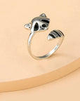 Adjustable Raccoon Ring in 925 Sterling Silver
