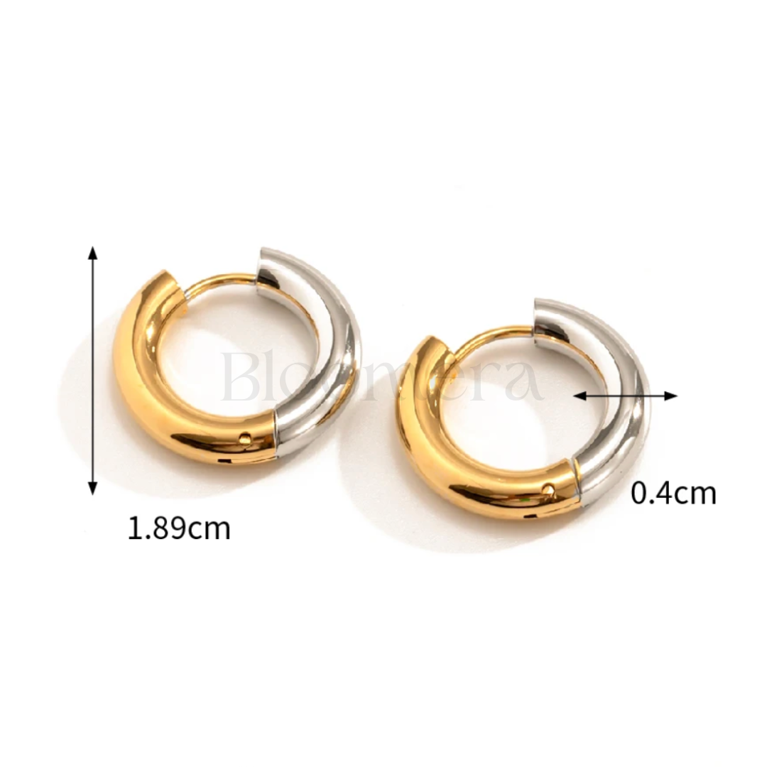 Mixed Metal 18K Gold Plated Stainless Steel Huggie Hoop Earrings