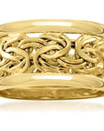 Wide Byzantine Weave Gold Ring
