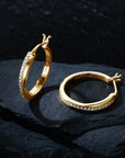 Zirconia Braided Hoop Gold Earrings