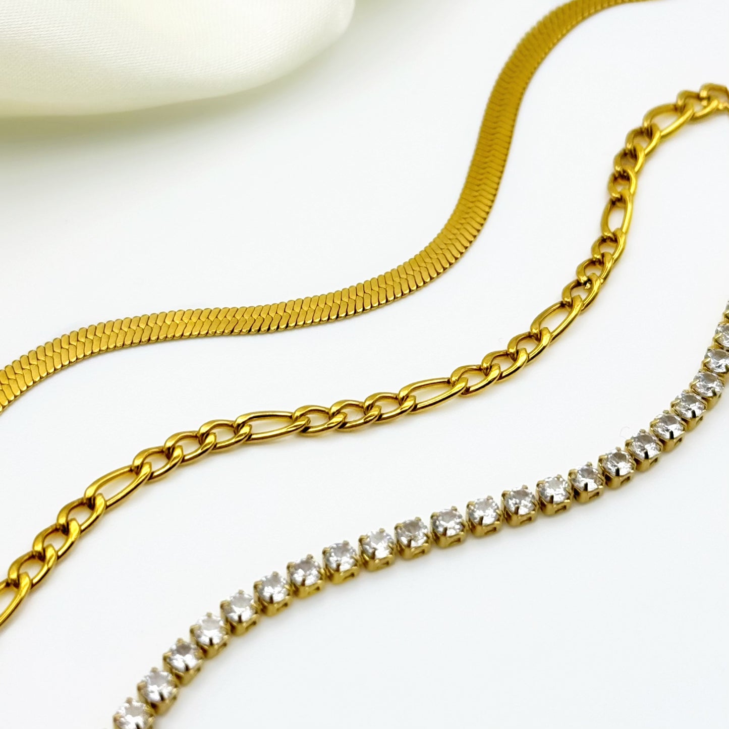 Cubic Zirconia 18K Gold Plated Stainless Steel Tennis Bracelet