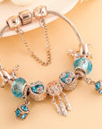 Bracelet in Rose Silver and Blue Zirconias