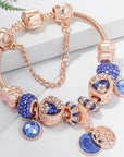 Bracelet in Pink Silver and Blue Crystal