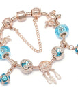 Bracelet in Rose Silver and Blue Zirconias