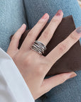 925 Sterling Silver Adjustable Layered Ring