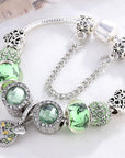 Bracelet in Sterling Silver and Green Crystal