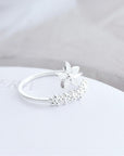 Adjustable 925 Silver and Hand Painted Enamel Wildflower Ring