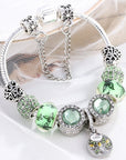 Bracelet in Sterling Silver and Green Crystal
