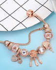 Rose Dreamcatcher Bracelet with Charms Included in Sterling Silver