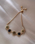 Green Crystals Bracelet in Gold