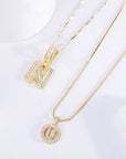 Pave letter initial necklace set | Gold