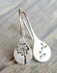 925 Sterling Silver Dandelion Leaf Earrings