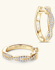 Zirconia Gold Braided Earrings