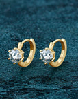 Zirconia Six-Claw Gold Earrings