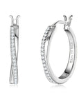 Zirconia Braided Hoop Gold Earrings
