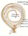 Vintage Pearl & Gold Snake Chain Necklace Set | Gold