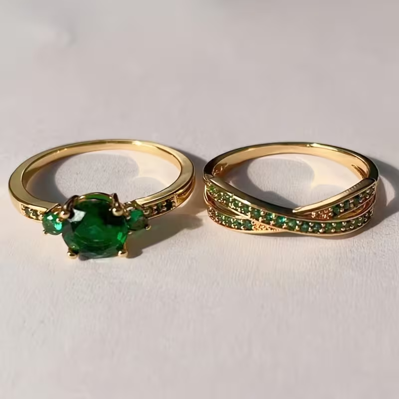 Emerald Duo Ring Set