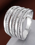 Wide Layer Zirconia Gold Ring