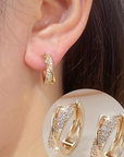 Gold Cross Zirconia Hoop Earrings